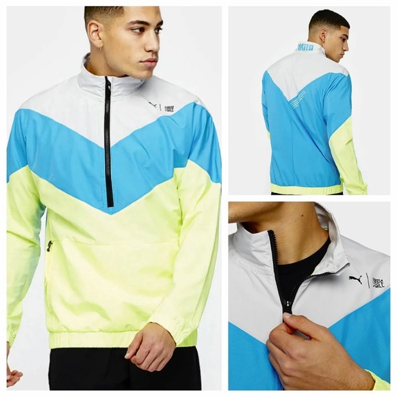 Puma Train First Mile Xtreme Color Block 1/2 Zip Running Jacket - Picture 2 of 12